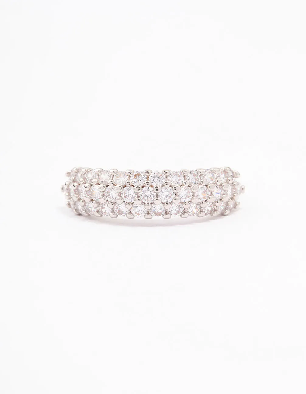 Rhodium Slim Cubic Zirconia Band Ring