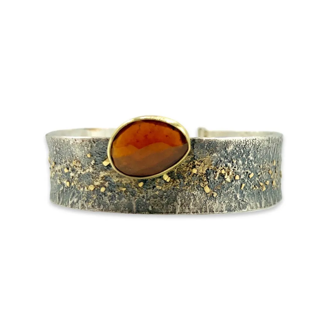 Rose Cut Spessartite Garnet Set Cuff in 18k Gold