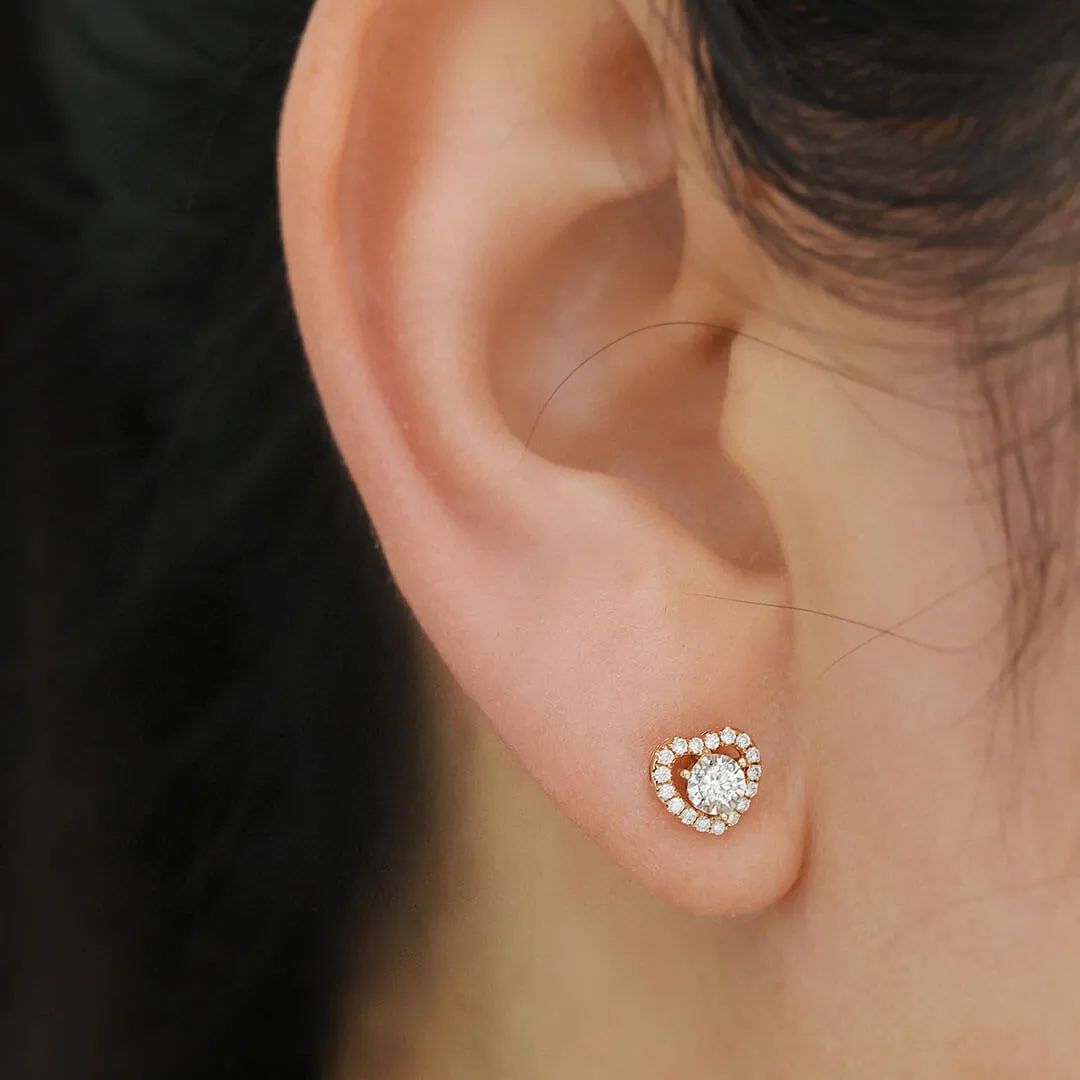 Rose Gold Tiny Diamond Stud Earrings