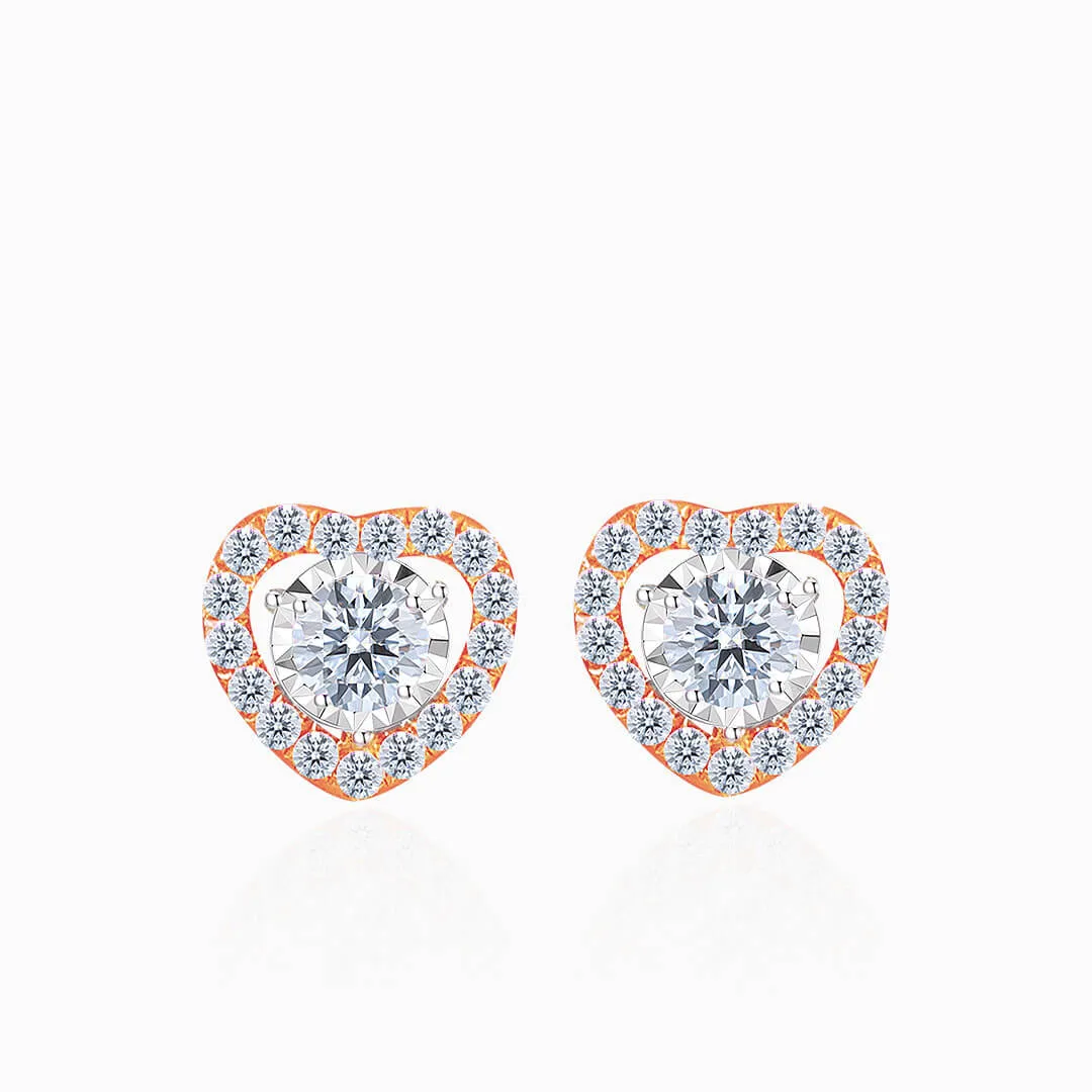 Rose Gold Tiny Diamond Stud Earrings