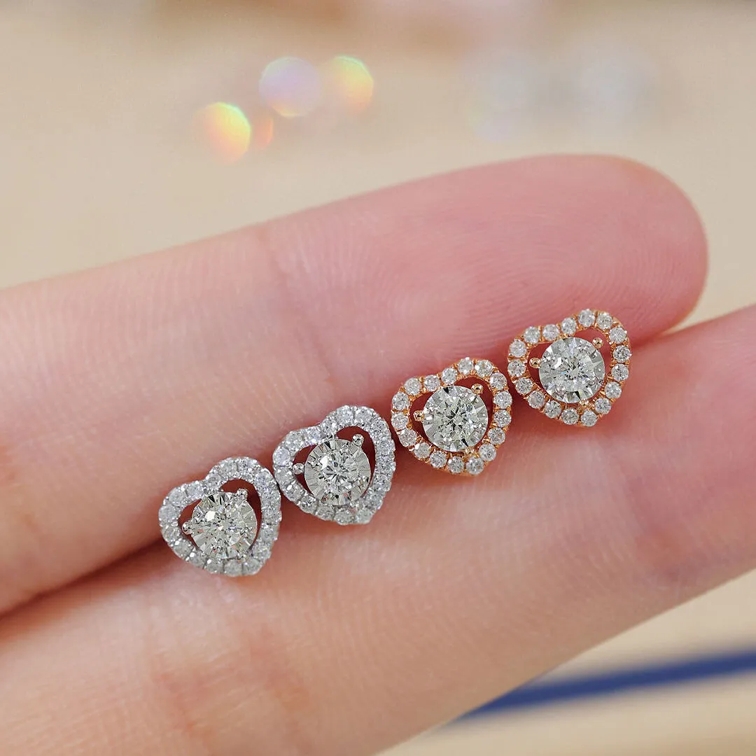 Rose Gold Tiny Diamond Stud Earrings