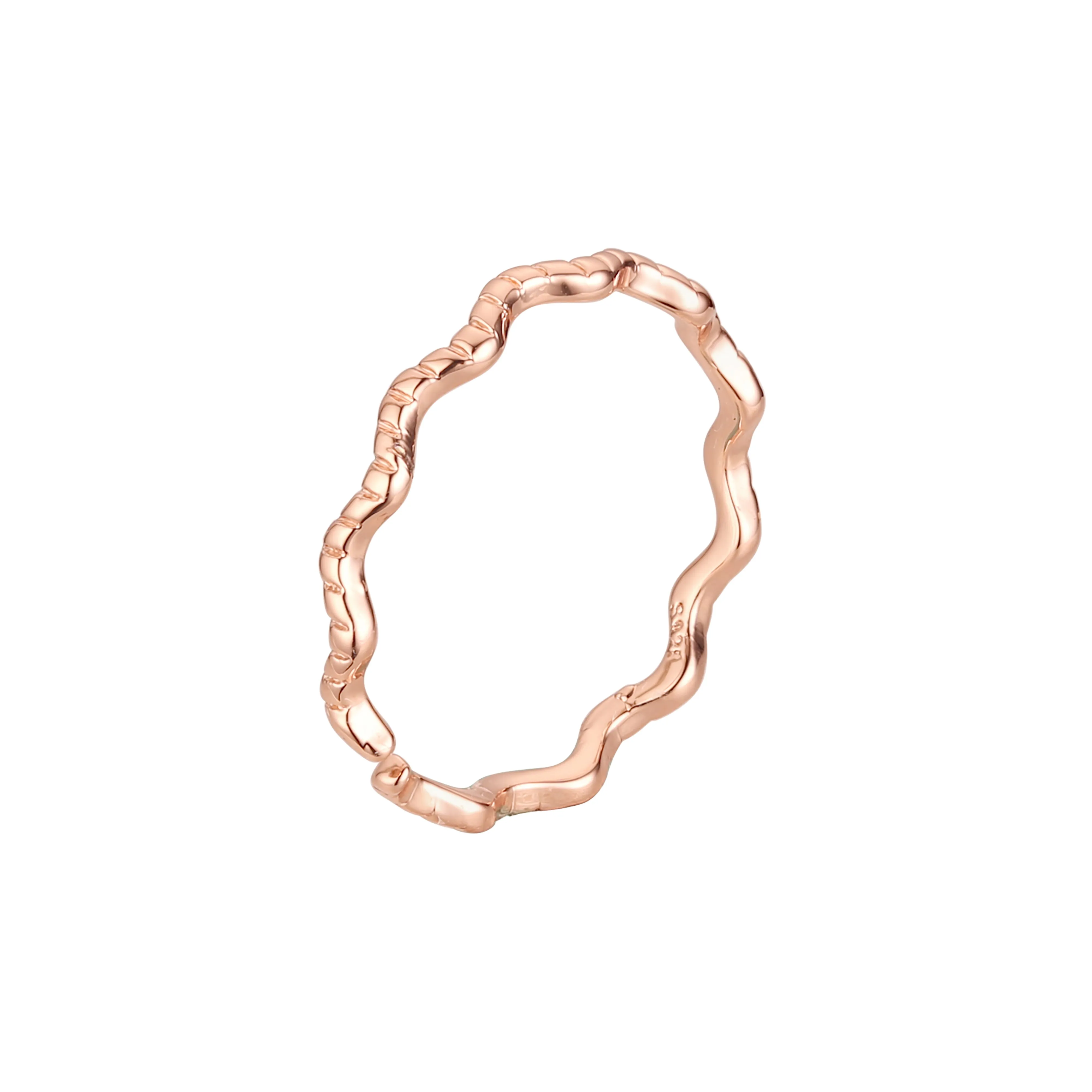 Rose Gold zigzag thin Resizable Open wedding band rings