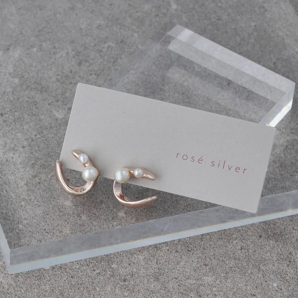 Rose Silver Pearlized Horseshoe Studs