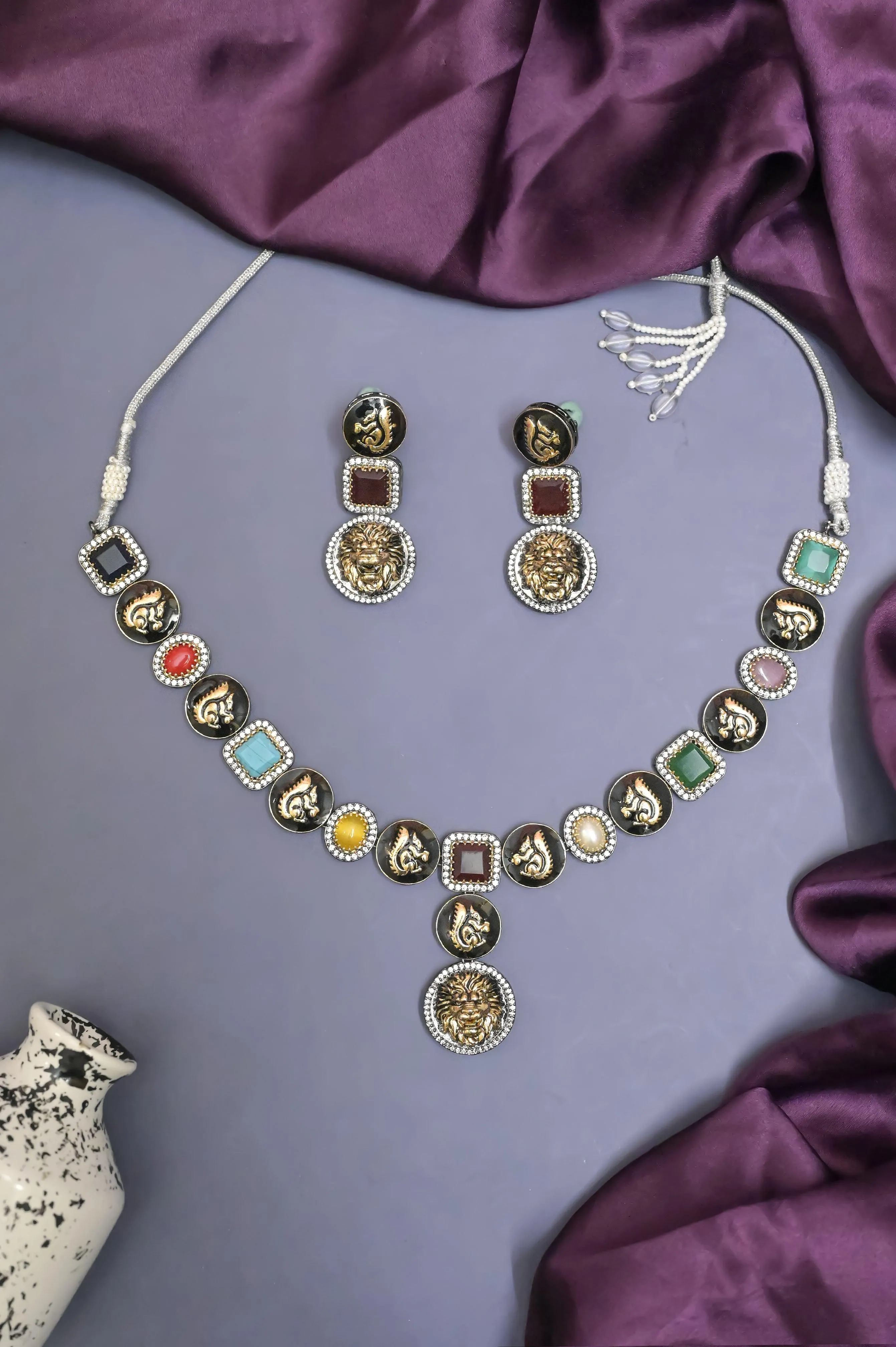 Sabyasachi Inspired Monalisa Stonework Marwar Necklace Set