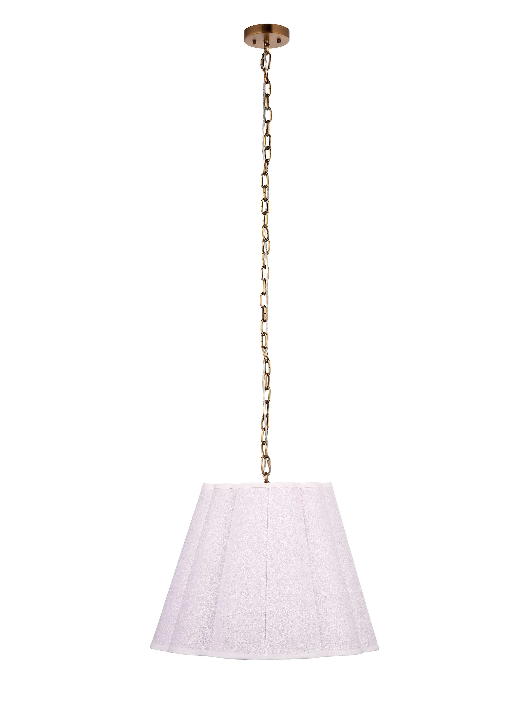 Scalloped 1-Light Pendant, Boucle Linen