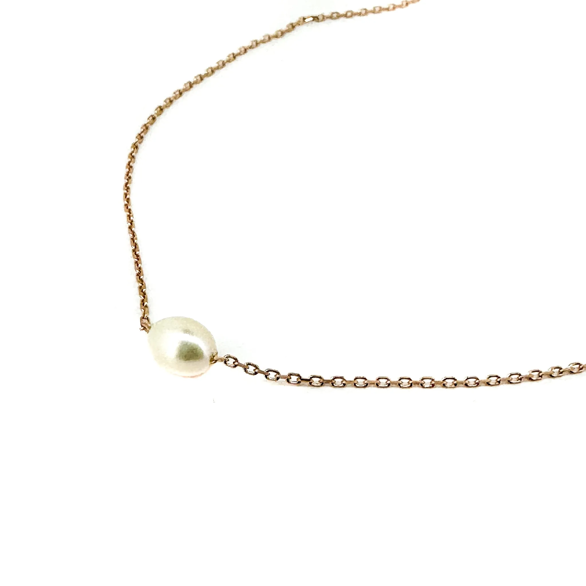 Seaside Glow Pearl Necklace Rose Gold