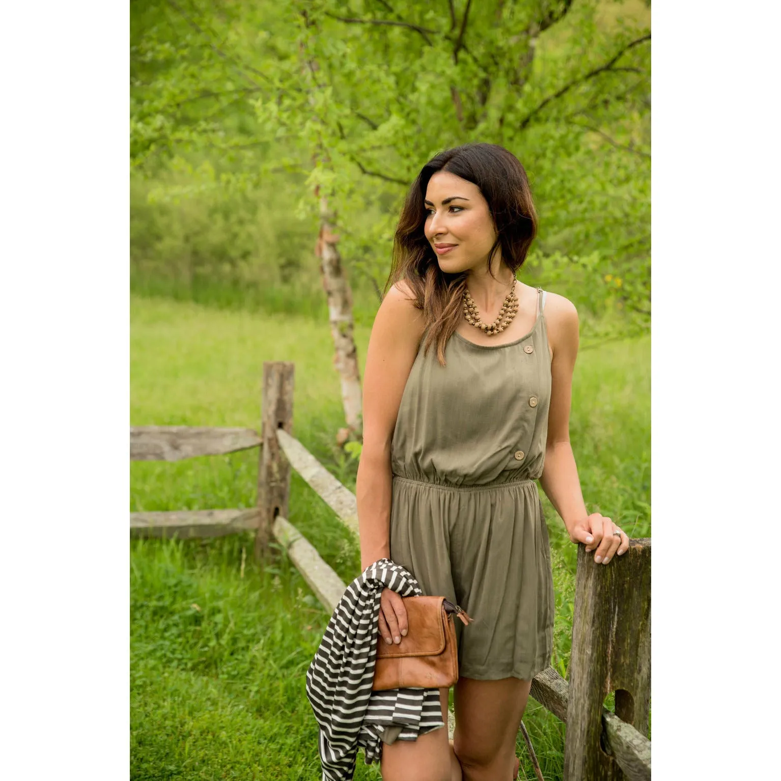 Side Button Tank Romper