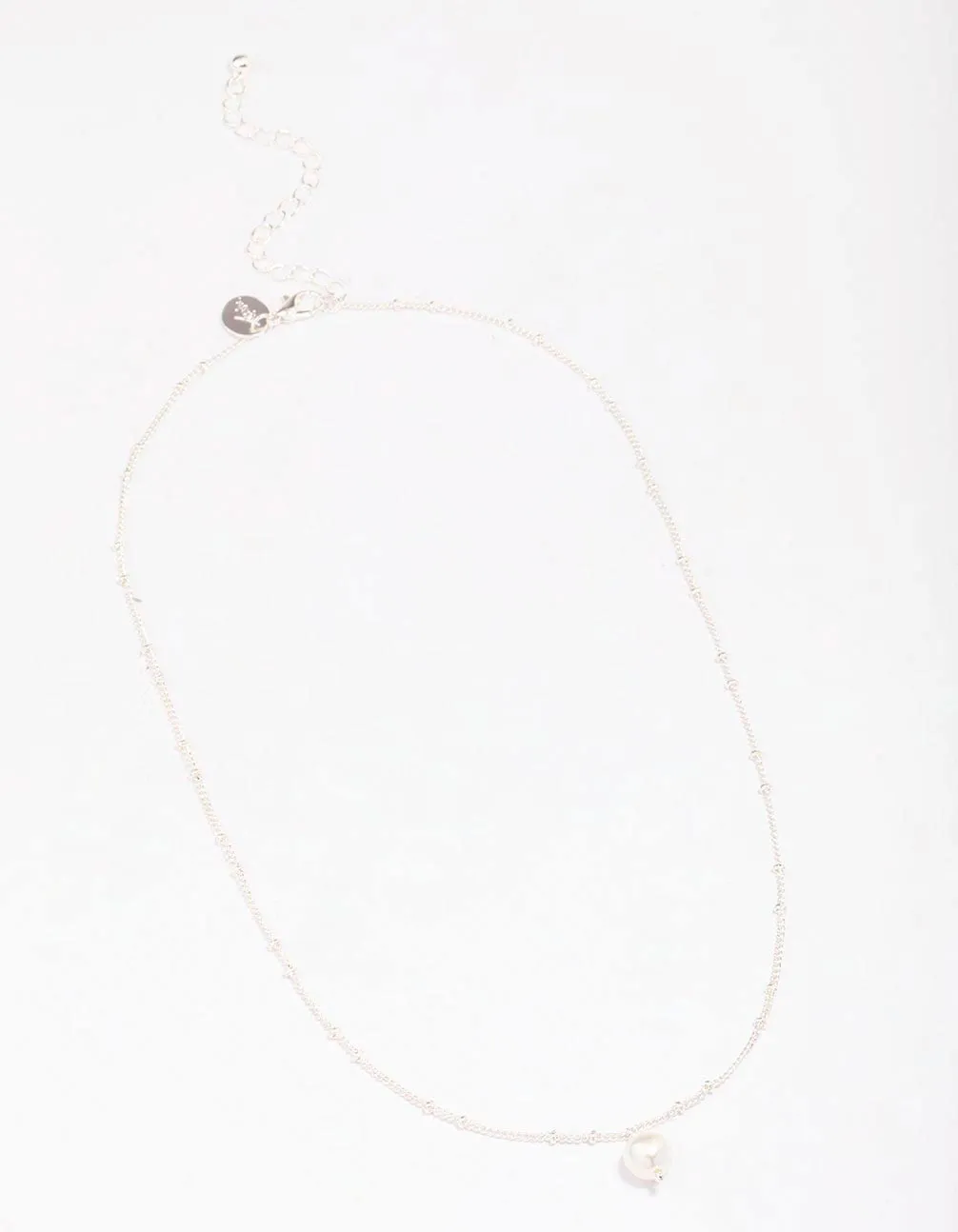 Silver Ball Chain Pearl Pendant Necklace