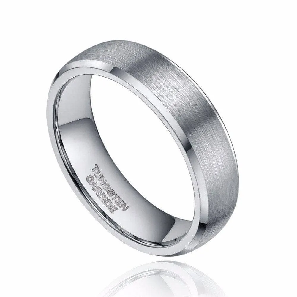 Silver Brushed Men's Tungsten Carbide Wedding Band