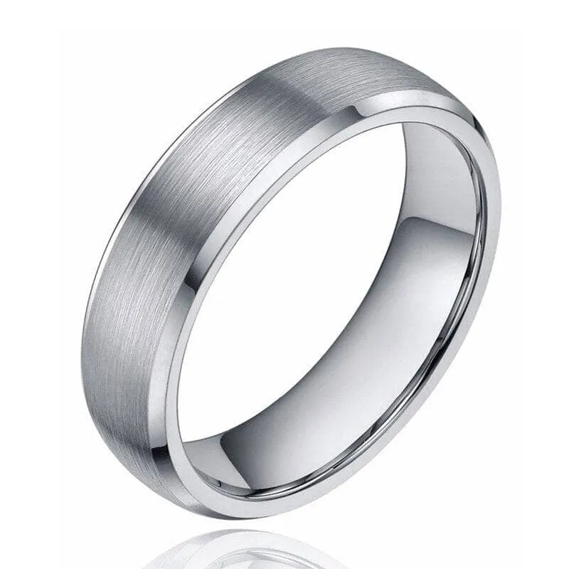 Silver Brushed Men's Tungsten Carbide Wedding Band