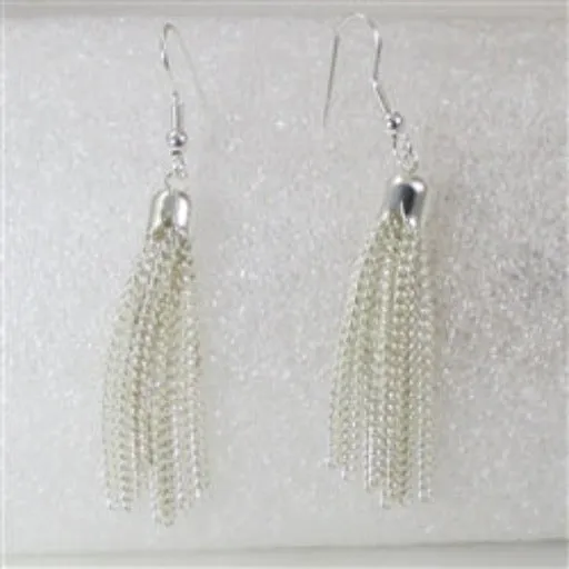 Silver Chain Tassel Drop Earrings