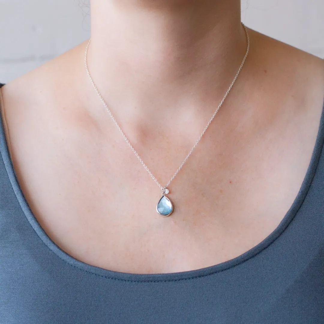 Silver Swiss Blue Topaz Theia Necklace