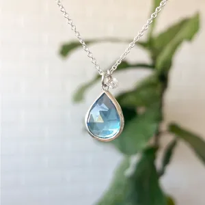 Silver Swiss Blue Topaz Theia Necklace