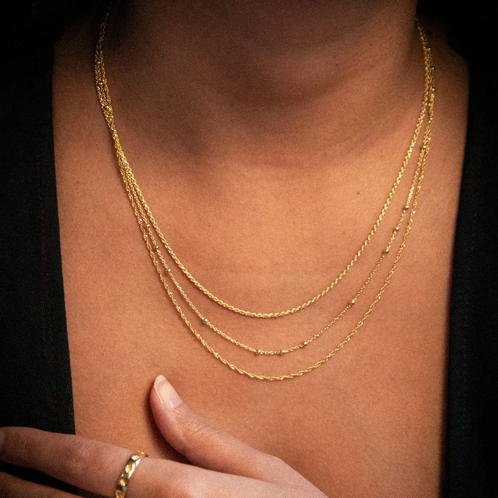 Singapore Layering Chain Necklace 18ct Gold Plate