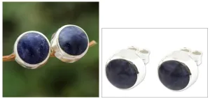 Sodalite stud earrings - Sweet Spot | NOVICA