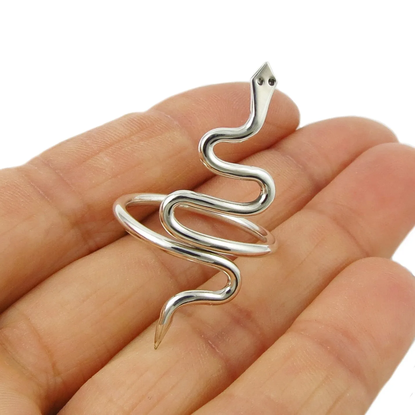 Solid 925 Sterling Silver Serpent Snake Ring