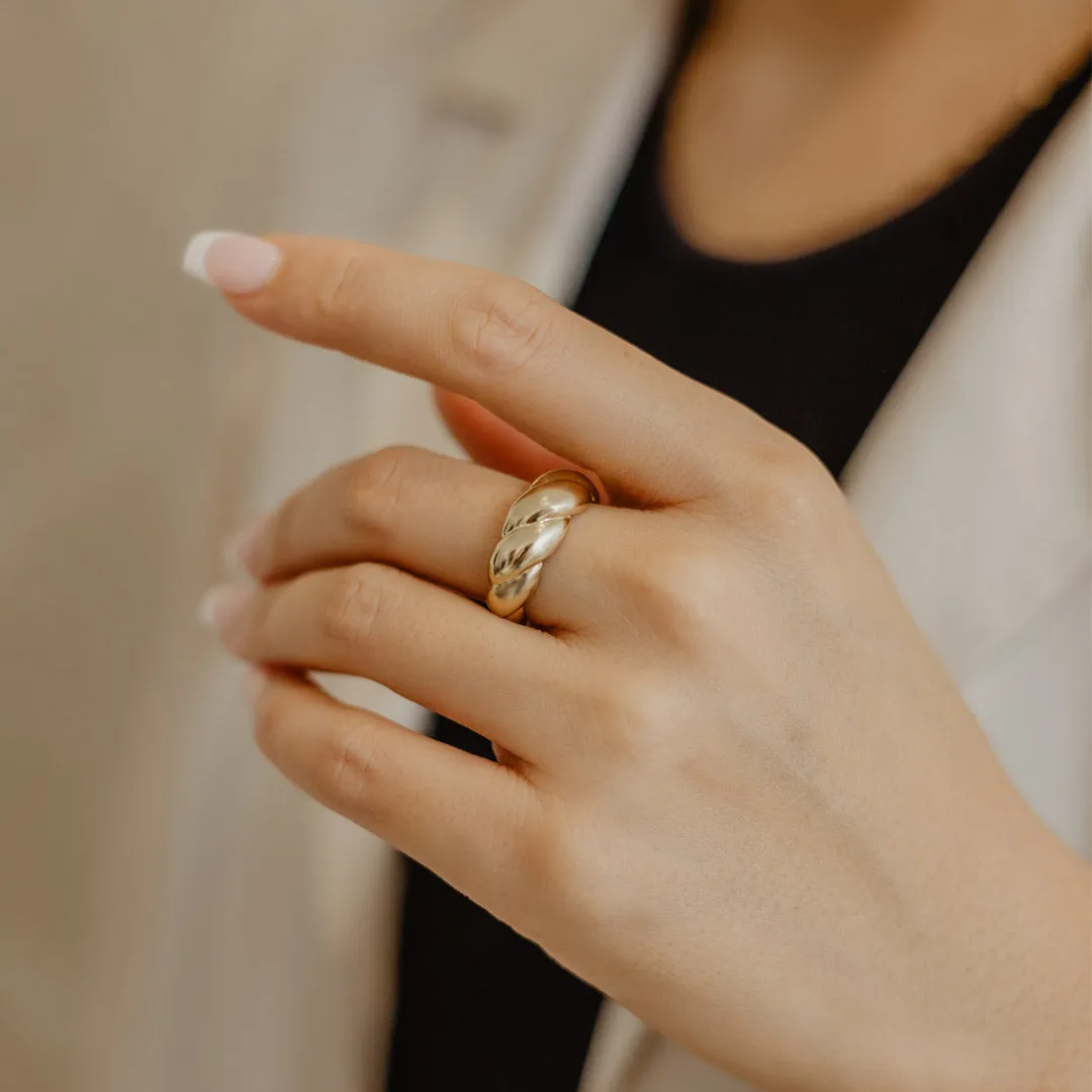 Solid Gold Croissant Dome Ring