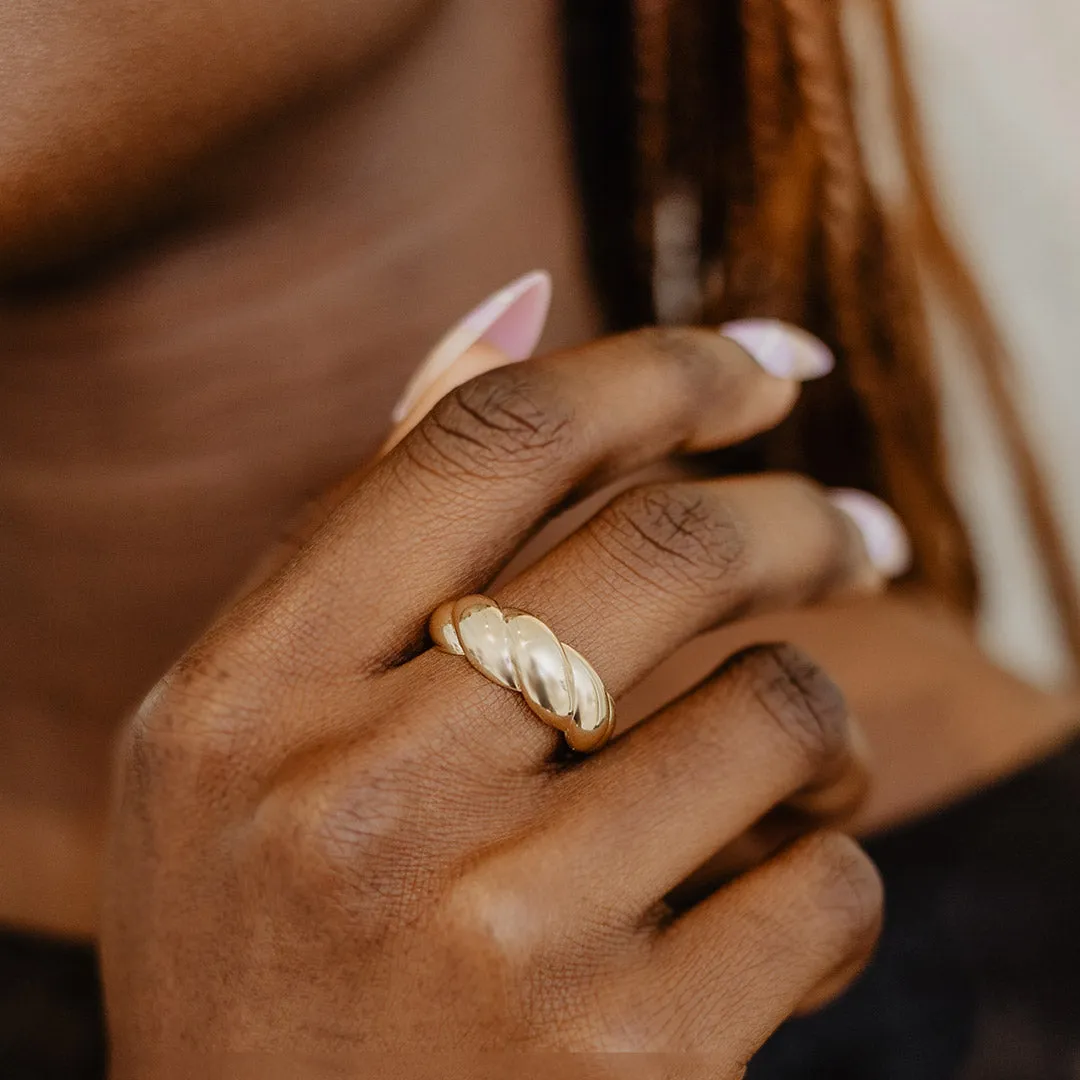 Solid Gold Croissant Dome Ring