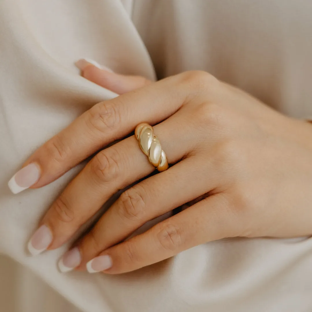 Solid Gold Croissant Dome Ring