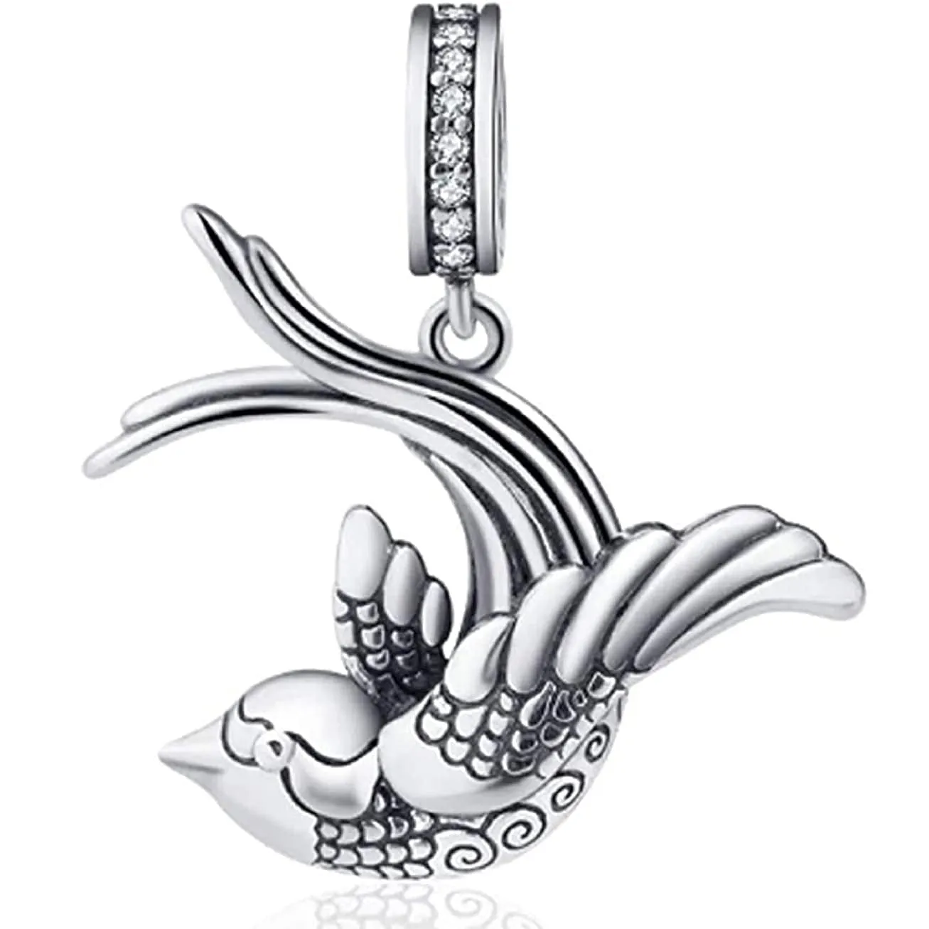 Sparrow Bird Dangle Pendant Bead Charm