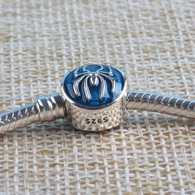 Spider Blue Enamel Bead Charm