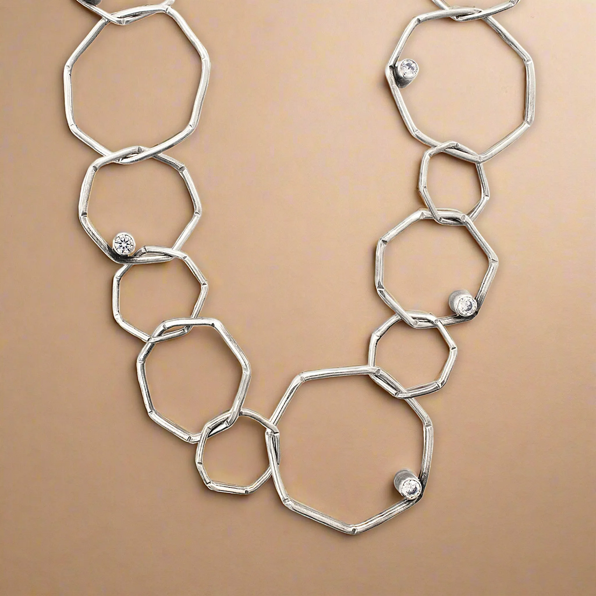 Sterling Silver Geometric Chain Necklace