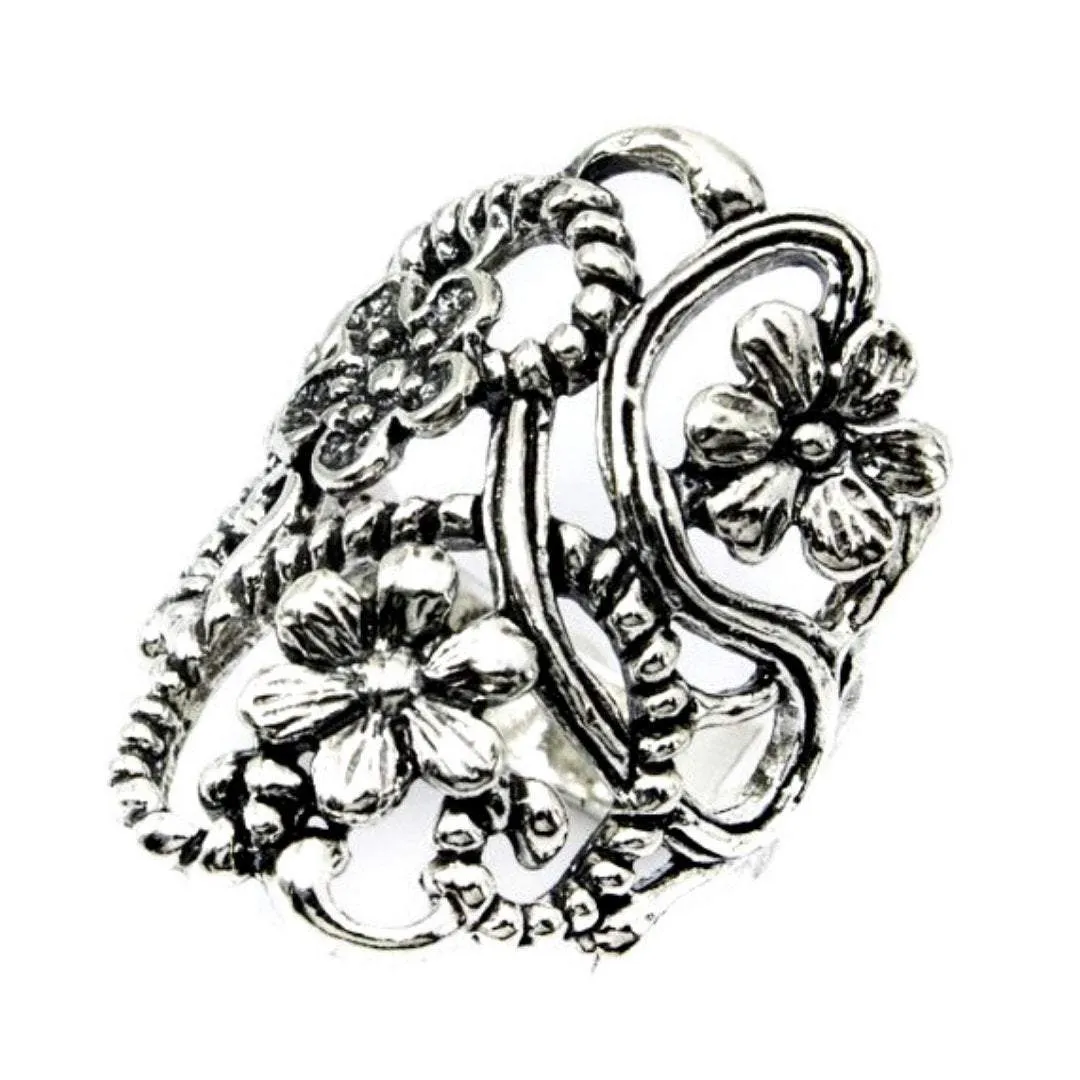 Sterling Silver ring for woman / hippie ring  flowers / bohemian rings / ethnic jewelry / israeli jewelry / Bluenoemi rings for woman