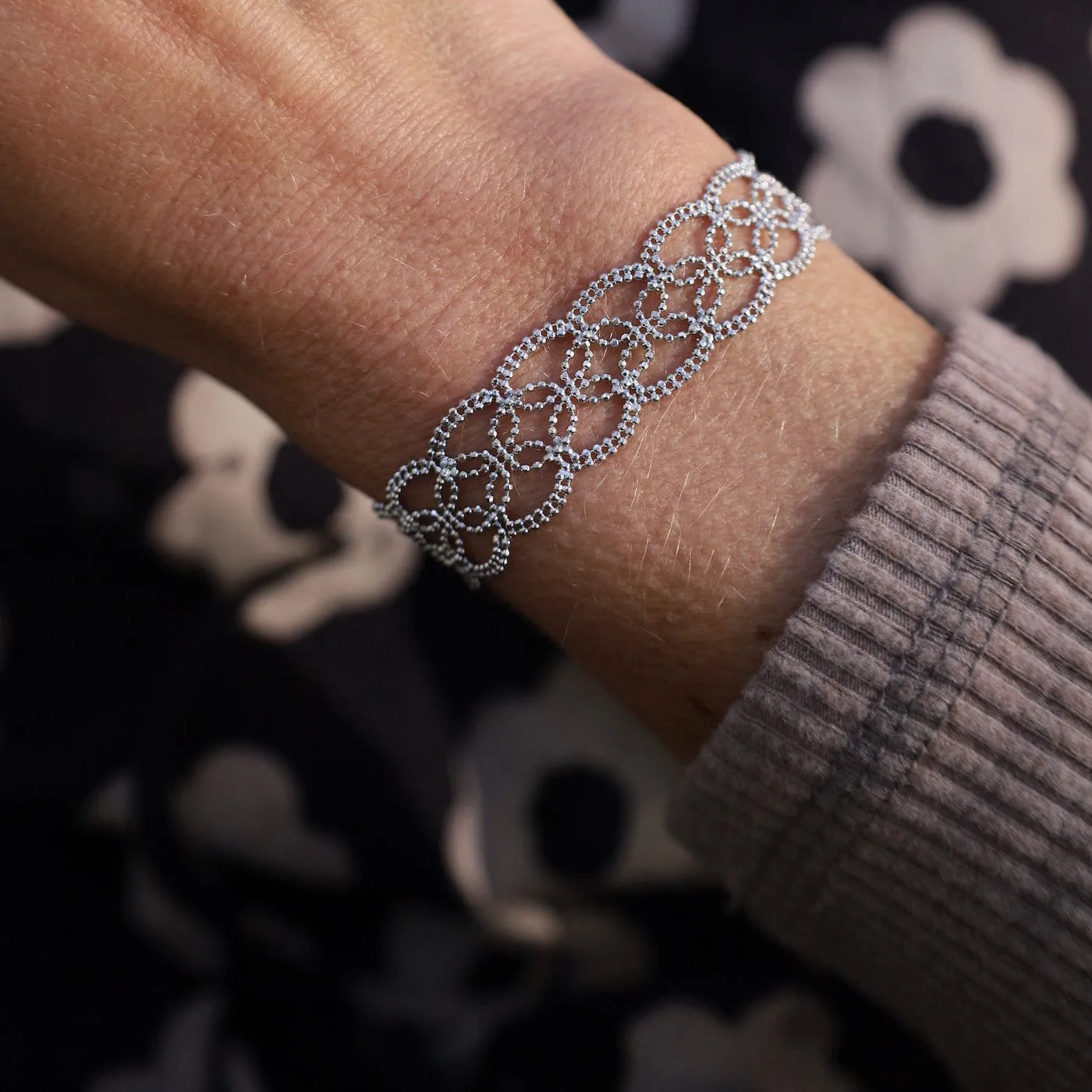 Sterling Silver Woven Lace Bracelet