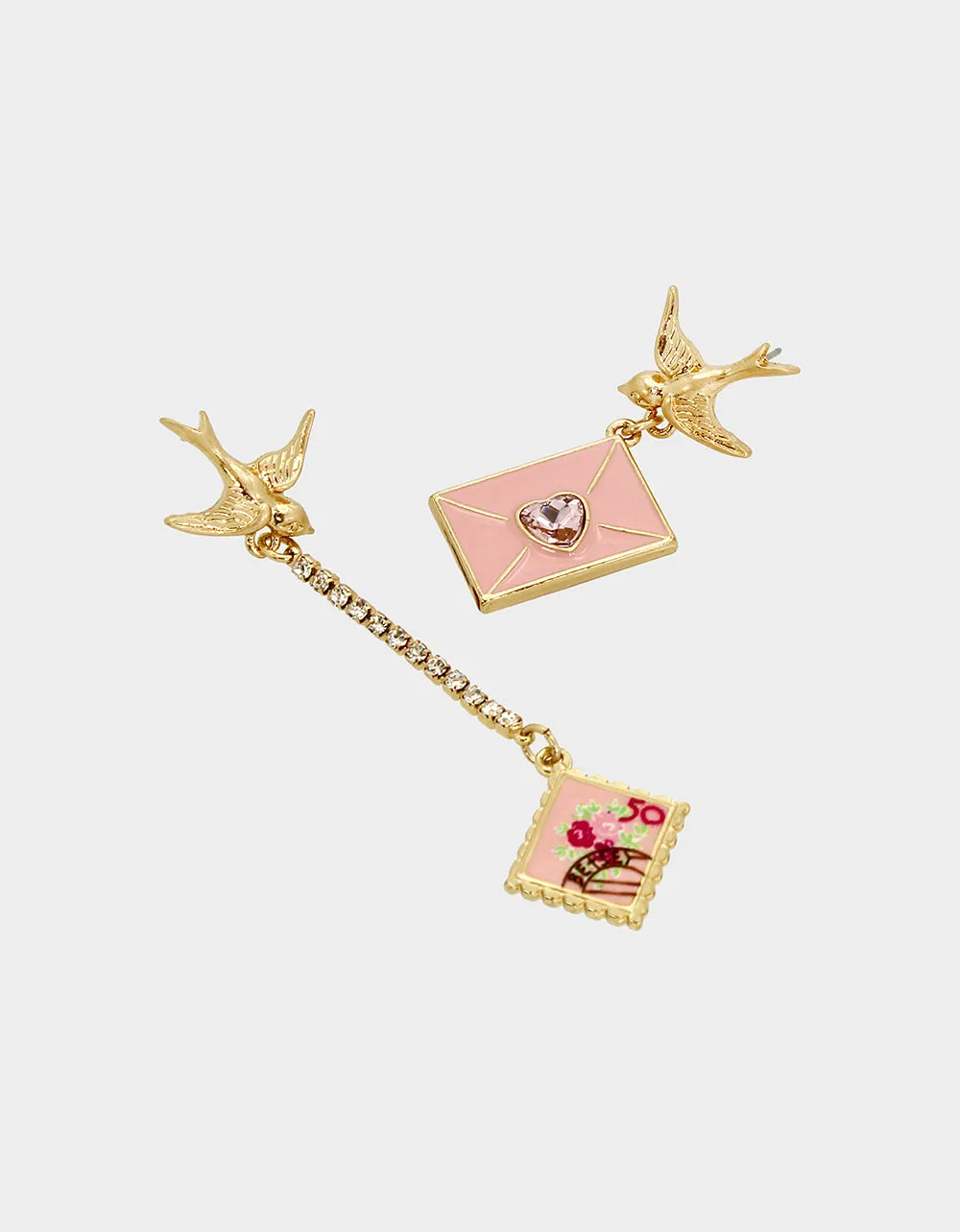 SWEATHEART SWOON DOVE ENVELOPE MISMATCH EARRINGS PINK