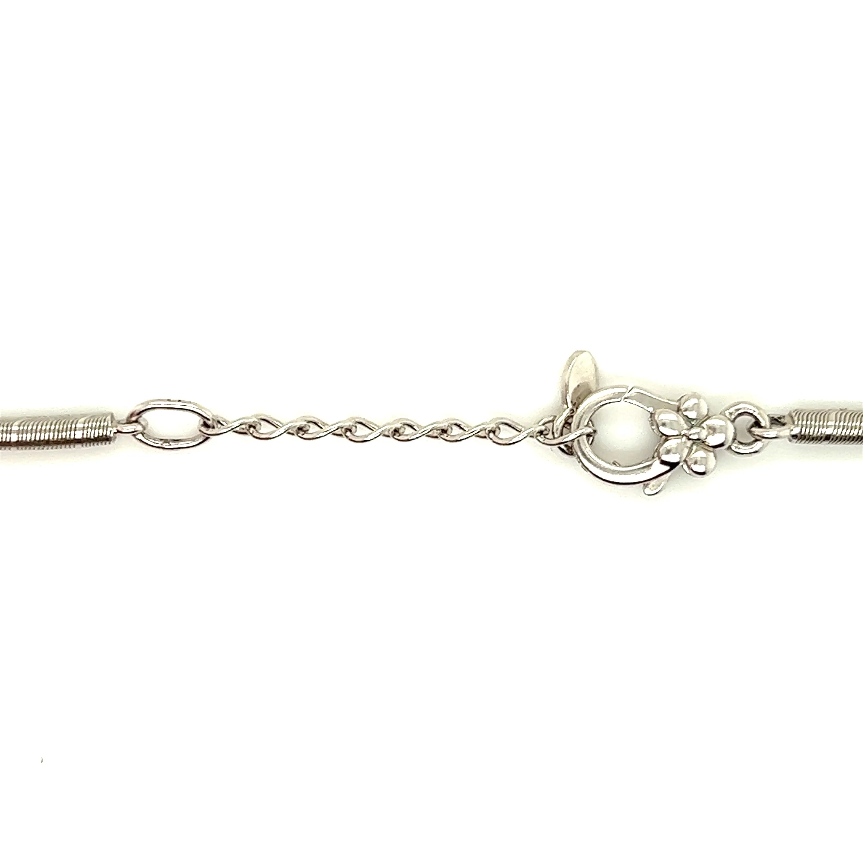 Textured Bar Link Necklace with Floral Claw Clasp in Sterling Silver