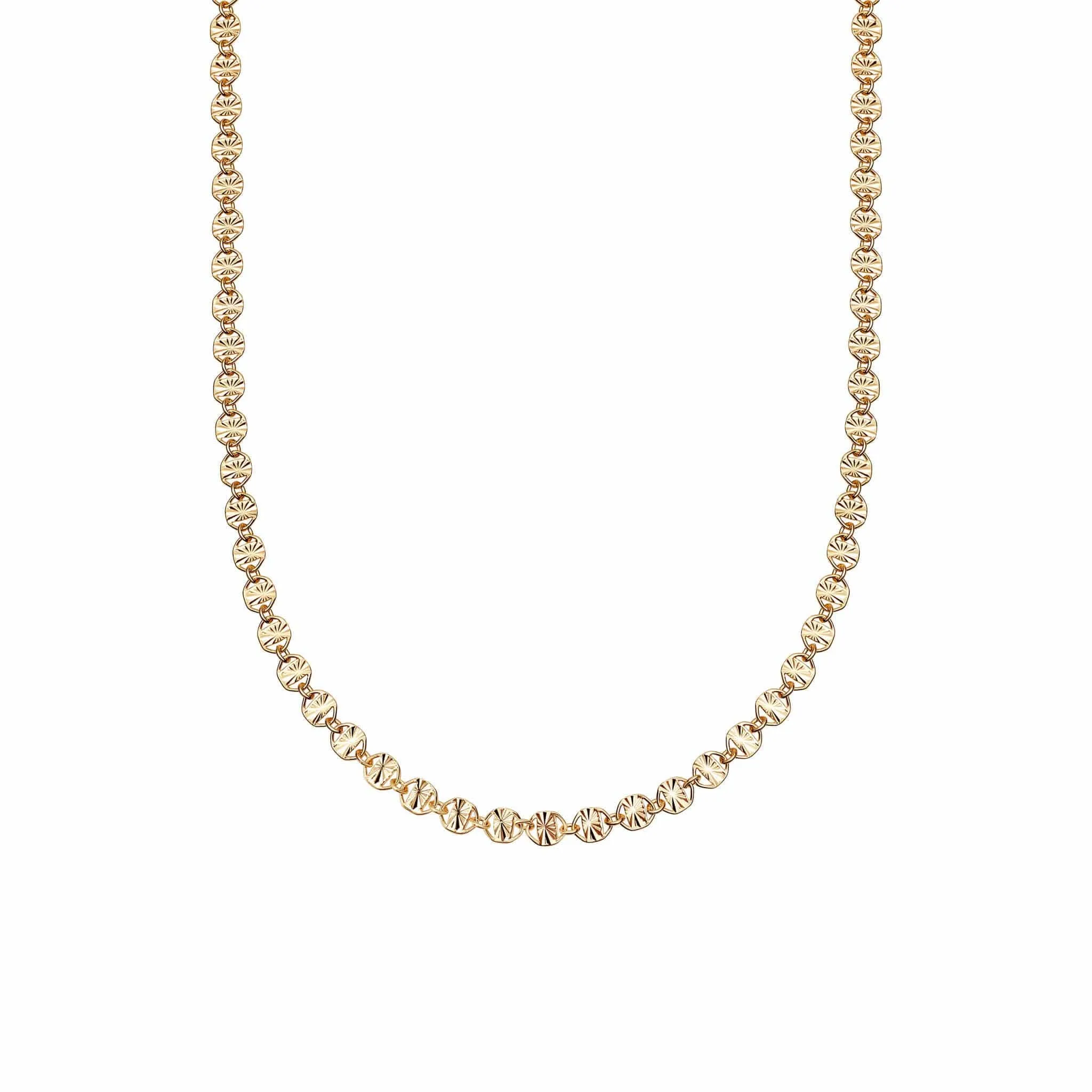 Textured Sunburst Chain Necklace 18ct Gold Plate