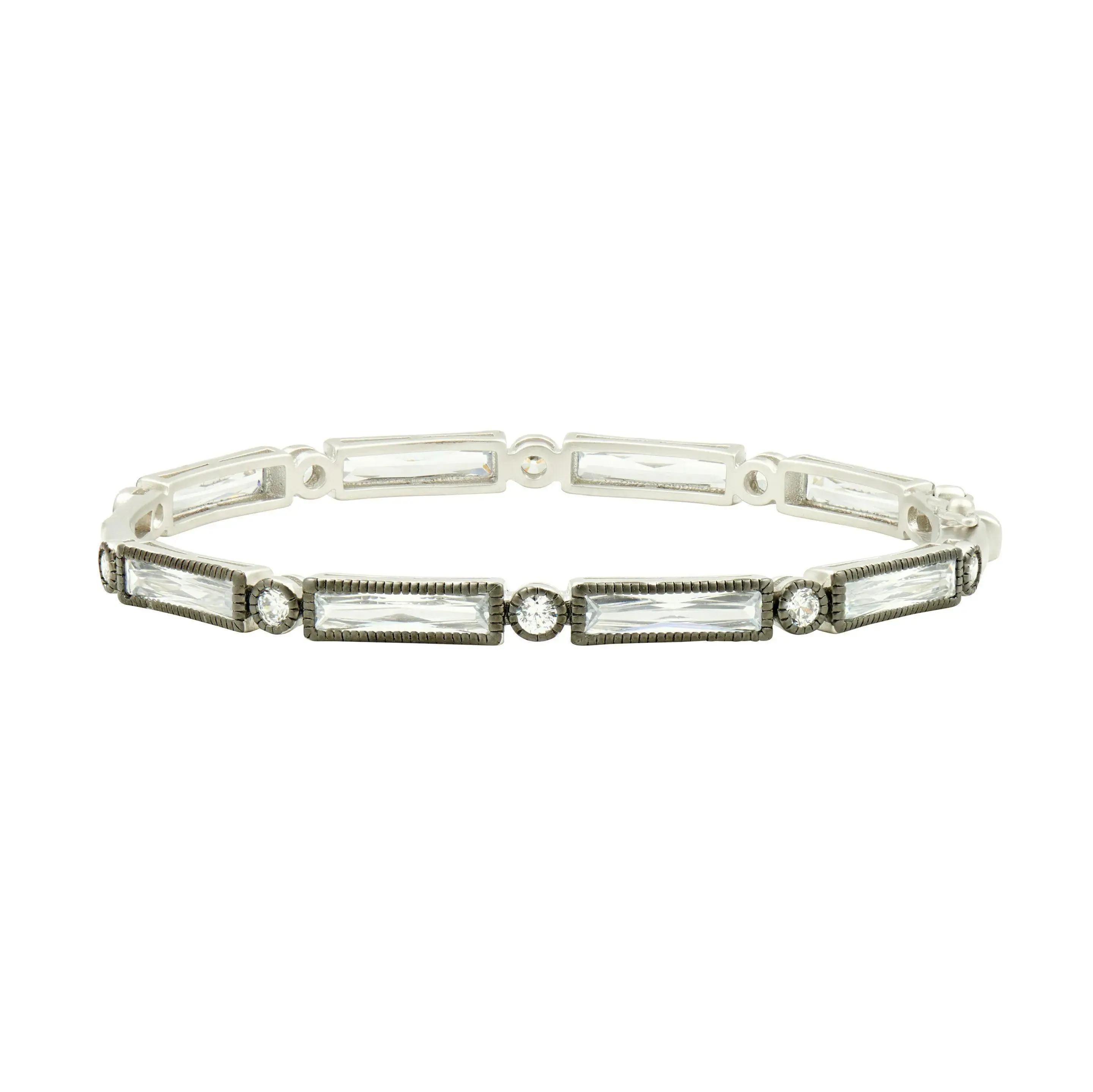 Thin Baguette Bar Eternity Hinge Bangle