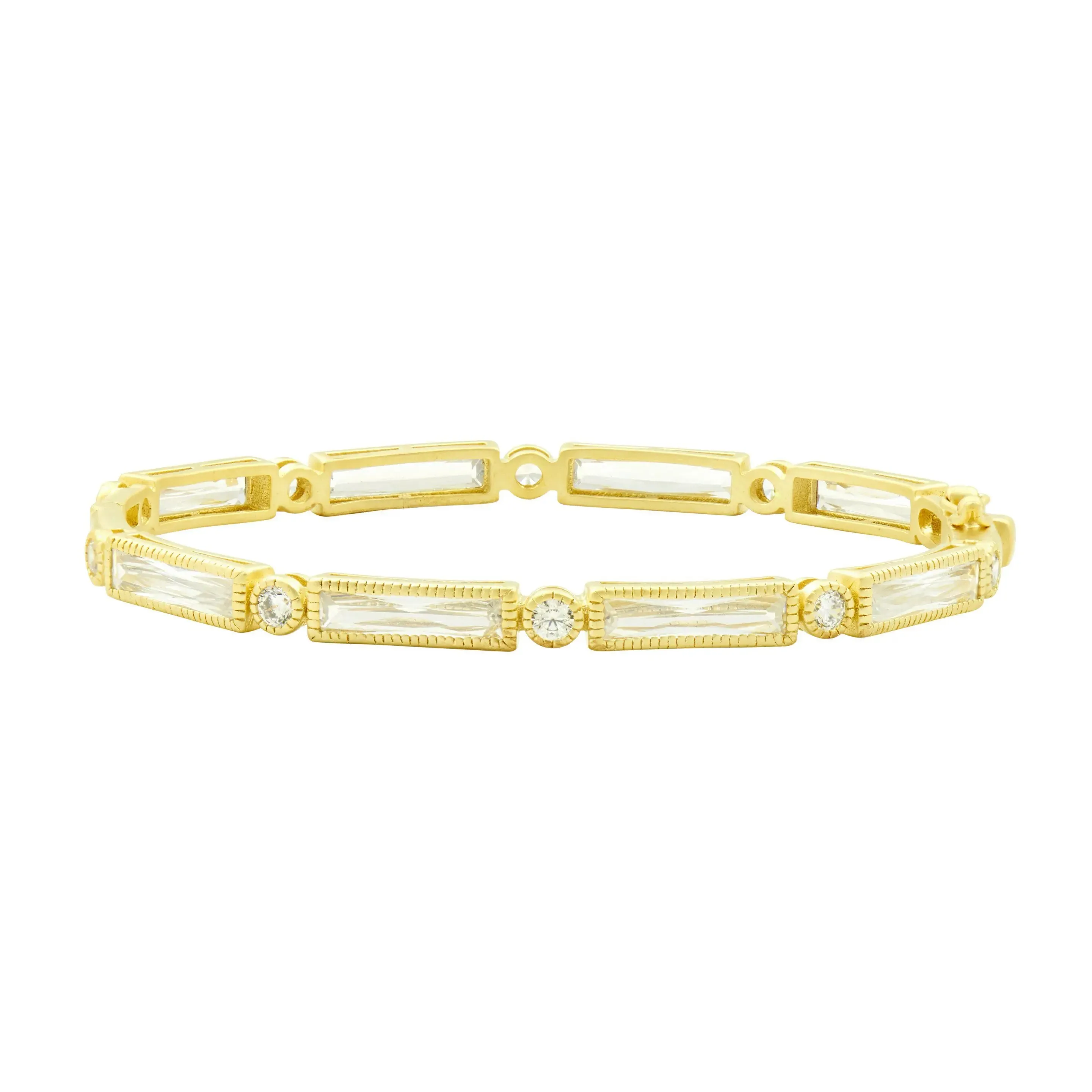 Thin Baguette Bar Eternity Hinge Bangle