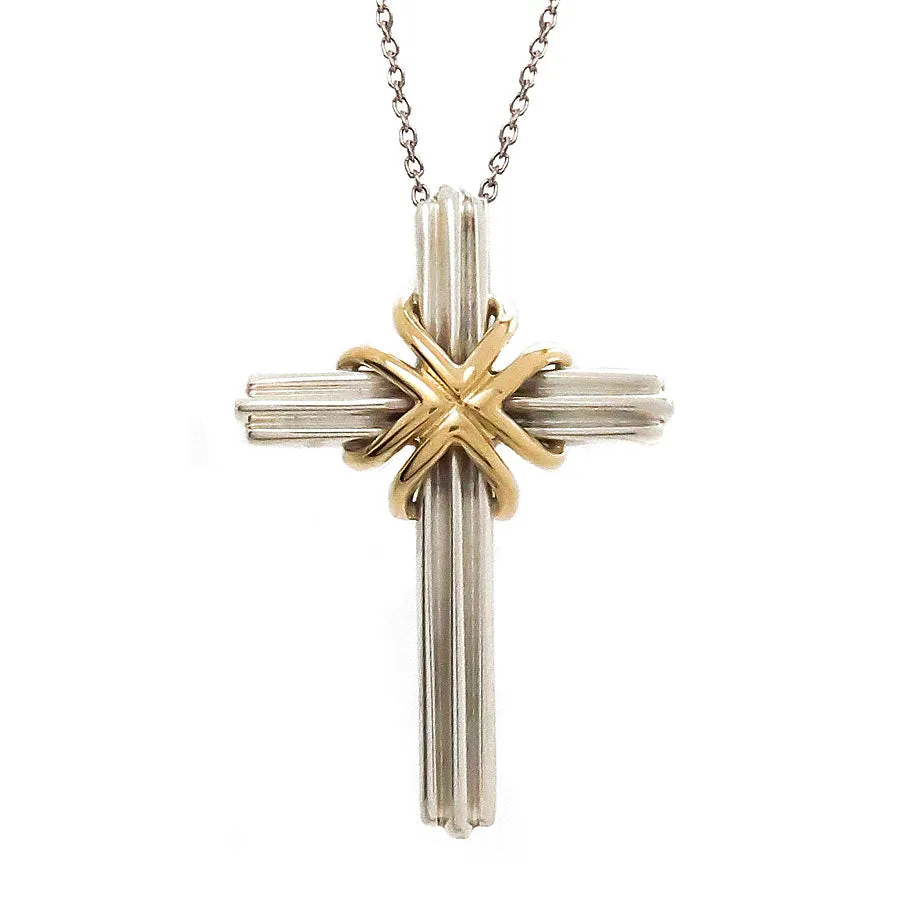 Tiffany & Co. Silver & 18kt Gold Cross