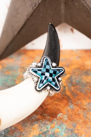 TIPI Turquoise Check Out The Stars Stretch Silvertone Ring