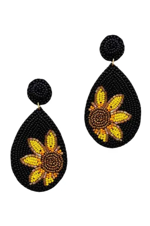 Trendy Seed Bead Tear Drop Flower Earring