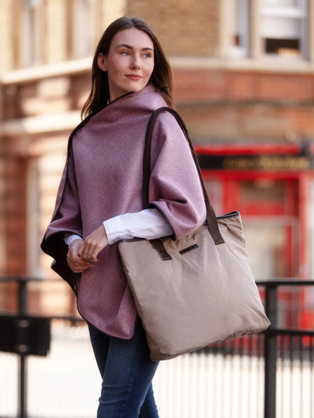 Tweed Shawl - Pink Herringbone