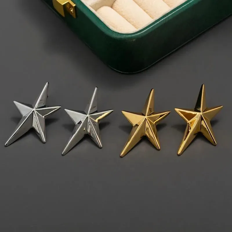 VAIGE Trendy Geometric Zinc Alloy Five-pointed Star Stud Earrings with Long Tassel Design for Independence Day Celebrations