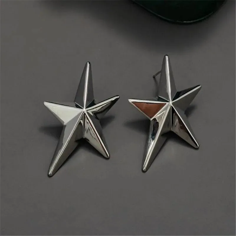 VAIGE Trendy Geometric Zinc Alloy Five-pointed Star Stud Earrings with Long Tassel Design for Independence Day Celebrations