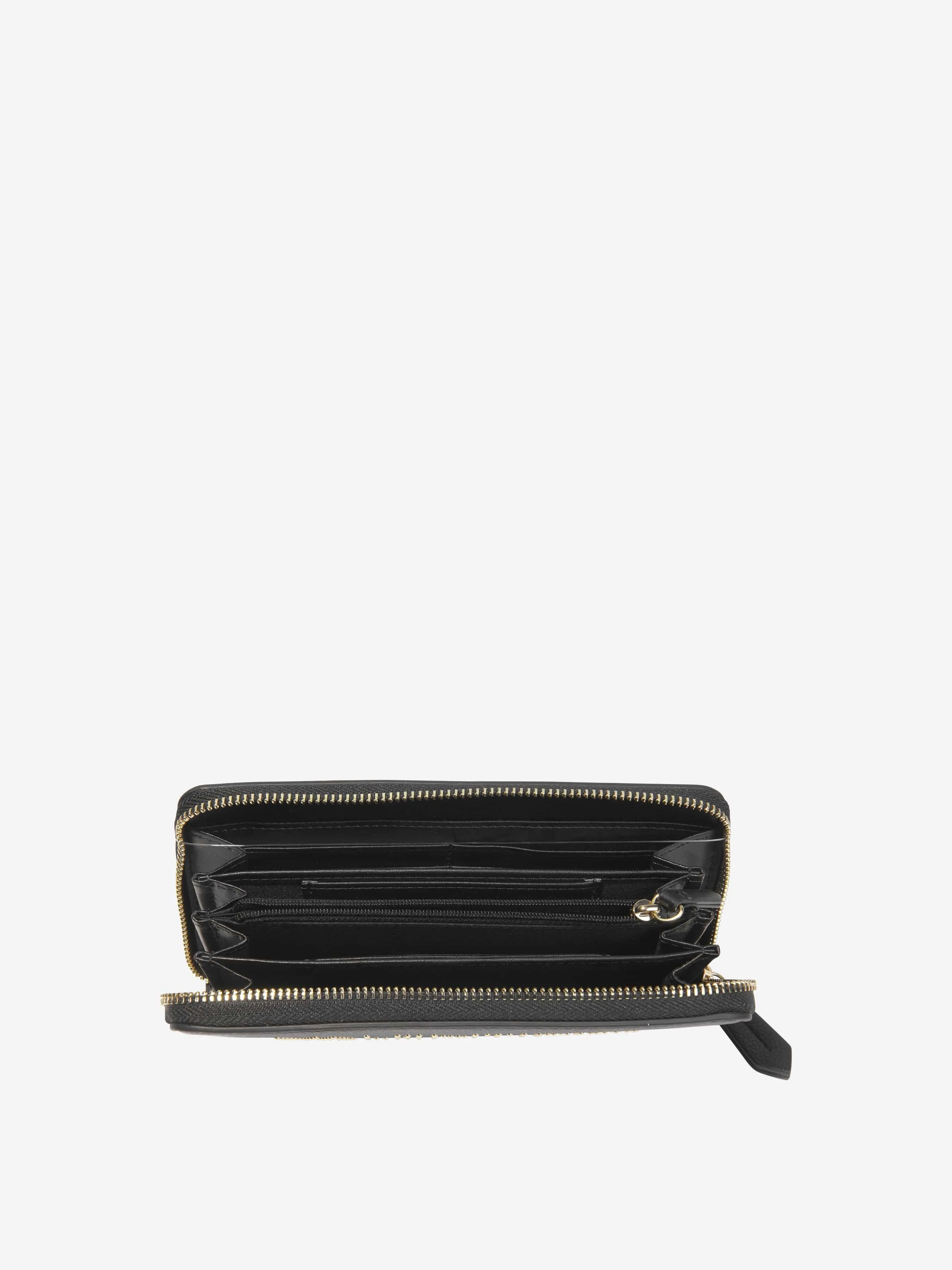 Valentino Girls Pie Re Zip Around Wallet in Black (W: 2.5cm)