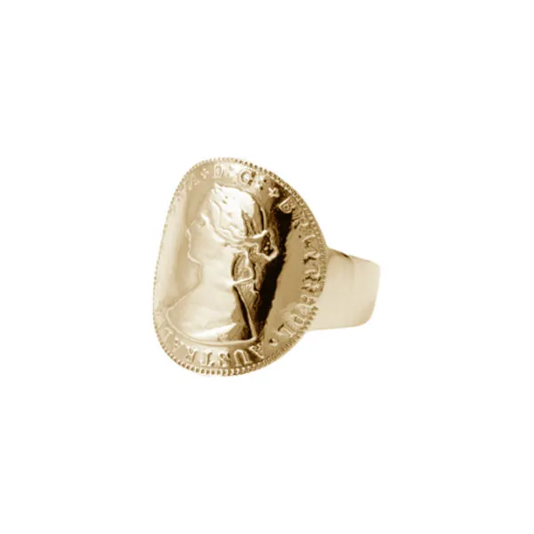 Von Treskow Small Curved Coin Ring- Gold