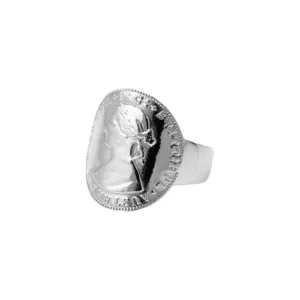 Von Treskow Ss 19mm Curved Coin Ring- Silver