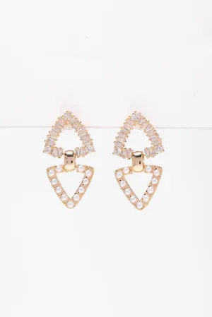 Willow CZ with Pearl Earrings - Gold