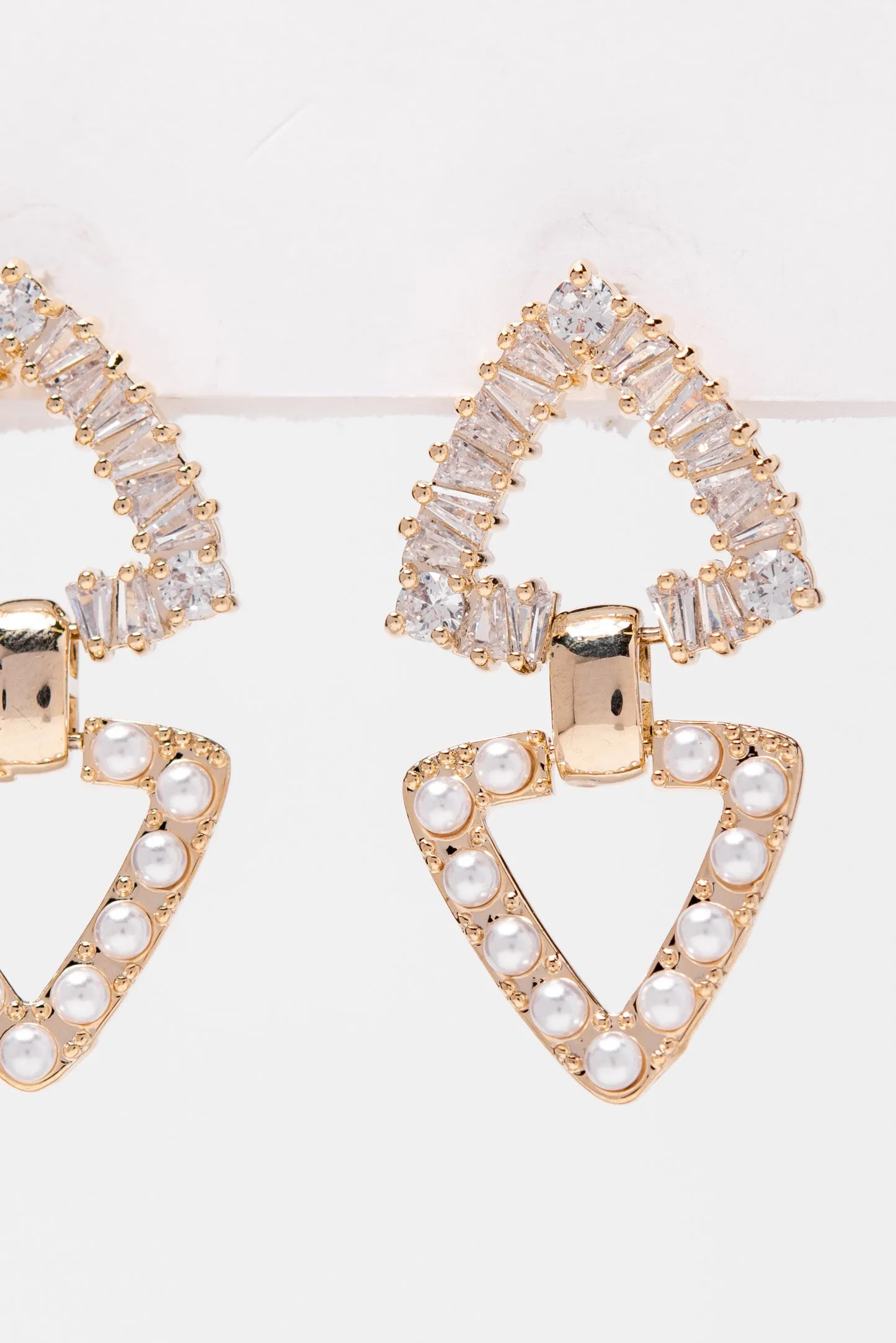 Willow CZ with Pearl Earrings - Gold