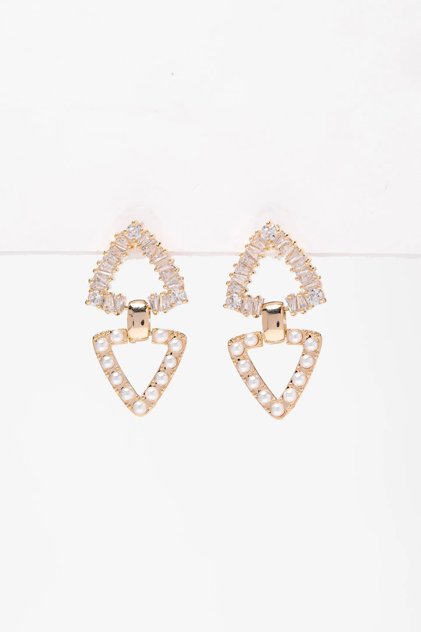 Willow CZ with Pearl Earrings - Gold